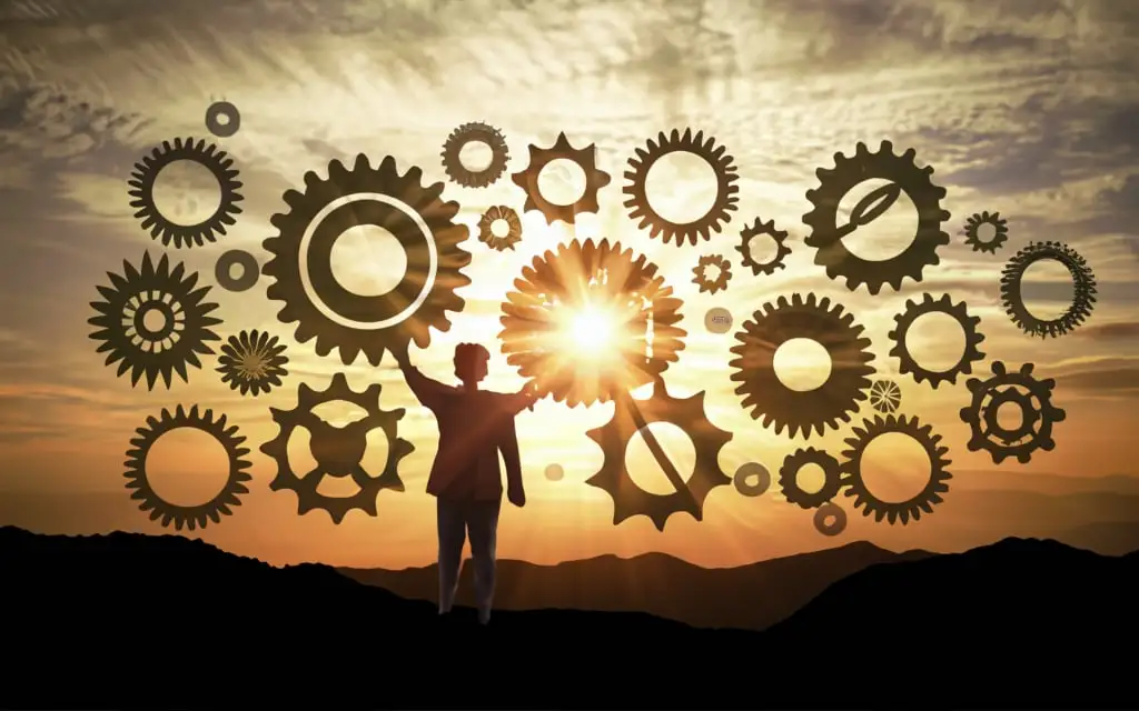 captivating image featuring a series of interconnected gears, each representing a different aspect of a successful and sustainable business.